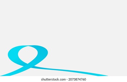 Light blue ribbon on a white background. International Men's Day background and Copy space area. Suitable to be placed on content with that theme.