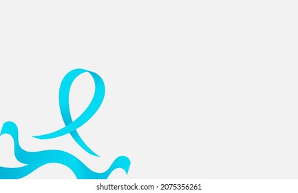 Light blue ribbon on a white background. International Men's Day background and Copy space area. Suitable to be placed on content with that theme.