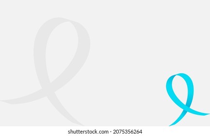 Light blue ribbon on a white background. International Men's Day background and Copy space area. Suitable to be placed on content with that theme.