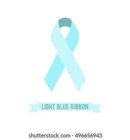Light blue ribbon - symbol Achalasia awareness, twin-to-twin transfusion syndrome awareness, Adrenocortical carcinoma awareness, prostate cancer.