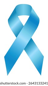 Light blue ribbon symbol of prostate cancer. Light blue ribbon, cancer awareness symbol. Men's Health, world diabetes day. Blue ribbon for people cancer. Awareness blue cancer ribbon. Vector  