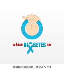 Hellblauer Ring in der Hand gehalten, Symbol für Diabetes, geeignet für World Diabetes Day Poster