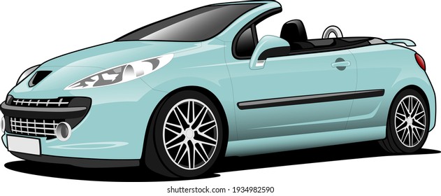 Light blue roadster coupe car front side vector illustration