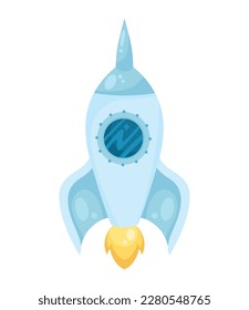 icono de lanzamiento de cohete azul claro