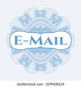 Light blue rosette. Linear Illustration with text Email inside