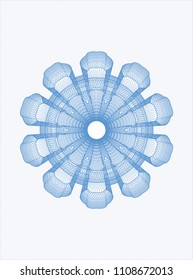  Light blue rosette. Linear Illustration.
