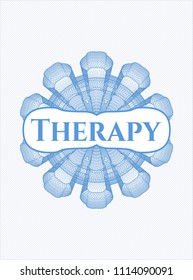  Light blue rosette. Linear Illustration with text Therapy inside