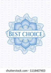 Light blue rosette. Linear Illustration with text Best Choice inside