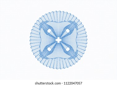 Light blue rosette. Linear Illustration.