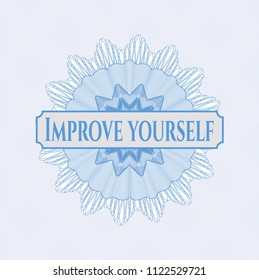 Light blue rosette. Linear Illustration with text Improve yourself inside