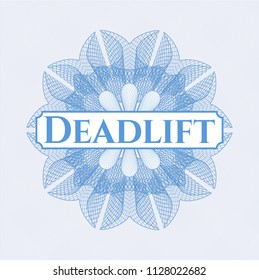Light blue rosette. Linear Illustration with text Deadlift inside