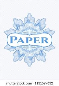 Light blue rosette. Linear Illustration with text Paper inside