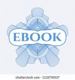 Light blue rosette. Linear Illustration with text ebook inside