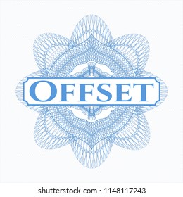Light blue rosette. Linear Illustration with text Offset inside