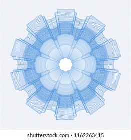 Light blue rosette. Linear Illustration.