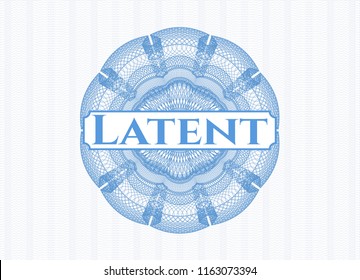Light blue rosette. Linear Illustration with text Latent inside