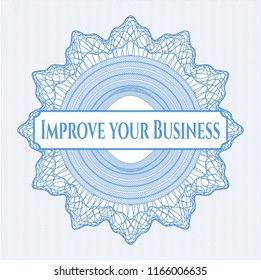Light blue rosette. Linear Illustration with text Improve your Business inside