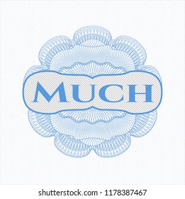 Light blue rosette. Linear Illustration with text Much inside
