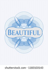 Light blue rosette. Linear Illustration with text Beautiful inside