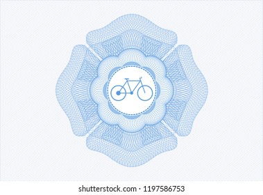 Light blue rosette. Linear Illustration with bike icon inside