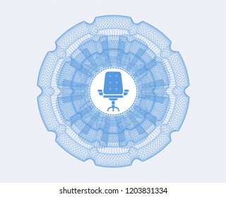 Light blue rosette. Linear Illustration with office chair icon inside