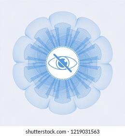 Light blue rosette. Linear Illustration with blind icon inside