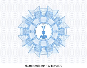 Light blue rosette. Linear Illustration with business idea icon inside