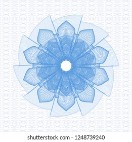 Light blue rosette. Linear Illustration.