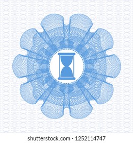 Light blue rosette. Linear Illustration with hourglass icon inside