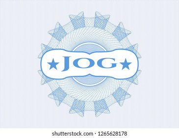 Light blue rosette. Linear Illustration with text Jog inside