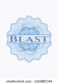 Light blue rosette. Linear Illustration with text Blast inside
