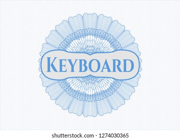 Light blue rosette. Linear Illustration with text Keyboard inside