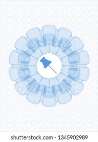 Light blue rosette. Linear Illustration with paper pin icon inside