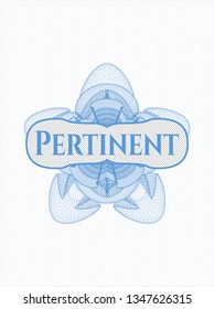 Light blue rosette. Linear Illustration with text Pertinent inside