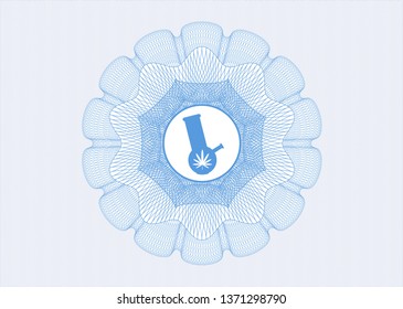 Light blue rosette. Linear Illustration with bong of marijuana icon inside