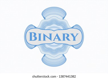 Light blue rosette. Linear Illustration with text Binary inside