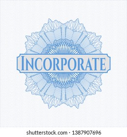 Light blue rosette. Linear Illustration with text Incorporate inside