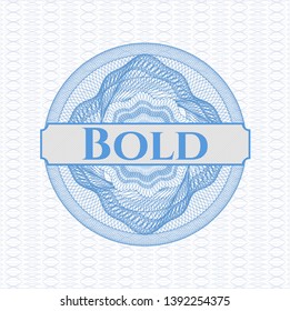 Light blue rosette. Linear Illustration with text Bold inside