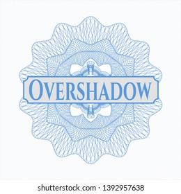 Light blue rosette. Linear Illustration with text Overshadow inside