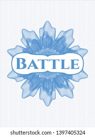 Light blue rosette. Linear Illustration with text Battle inside
