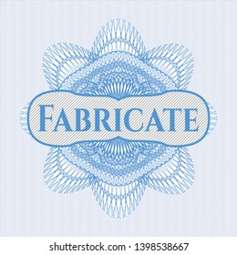 Light blue rosette. Linear Illustration with text Fabricate inside