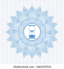 Light blue rosette. Linear Illustration with sand clock icon inside