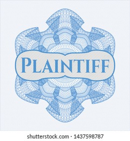 Light blue rosette. Linear Illustration with text Plaintiff inside
