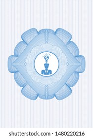 Light blue rosette. Linear Illustration with business idea icon inside