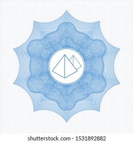 Light blue rosette. Linear Illustration with pyramids icon inside