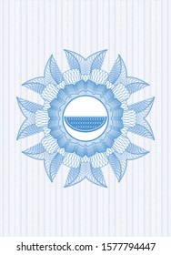 Light blue rosette. Linear Illustration with watermelon icon inside
