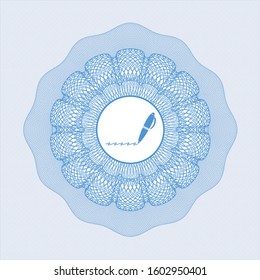 Light blue rosette. Linear Illustration with writer icon inside