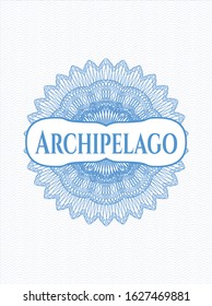 Light blue rosette. Linear Illustration with text Archipelago inside