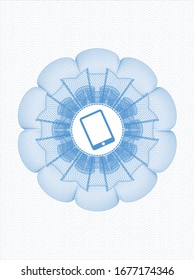 Rosette azul claro. Ilustración lineal con icono de teléfono móvil dentro