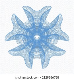 Rosette azul claro. Ilustración lineal. Vector, Detallado. 